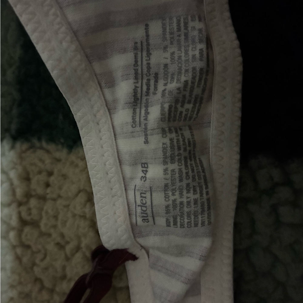 Auden Striped Bra with Burgundy Accent